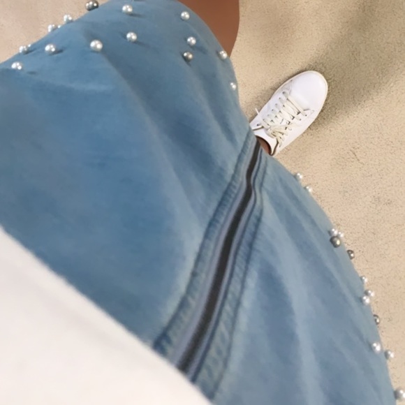 Beaded Mini Denim Skirt - Picture 5 of 7